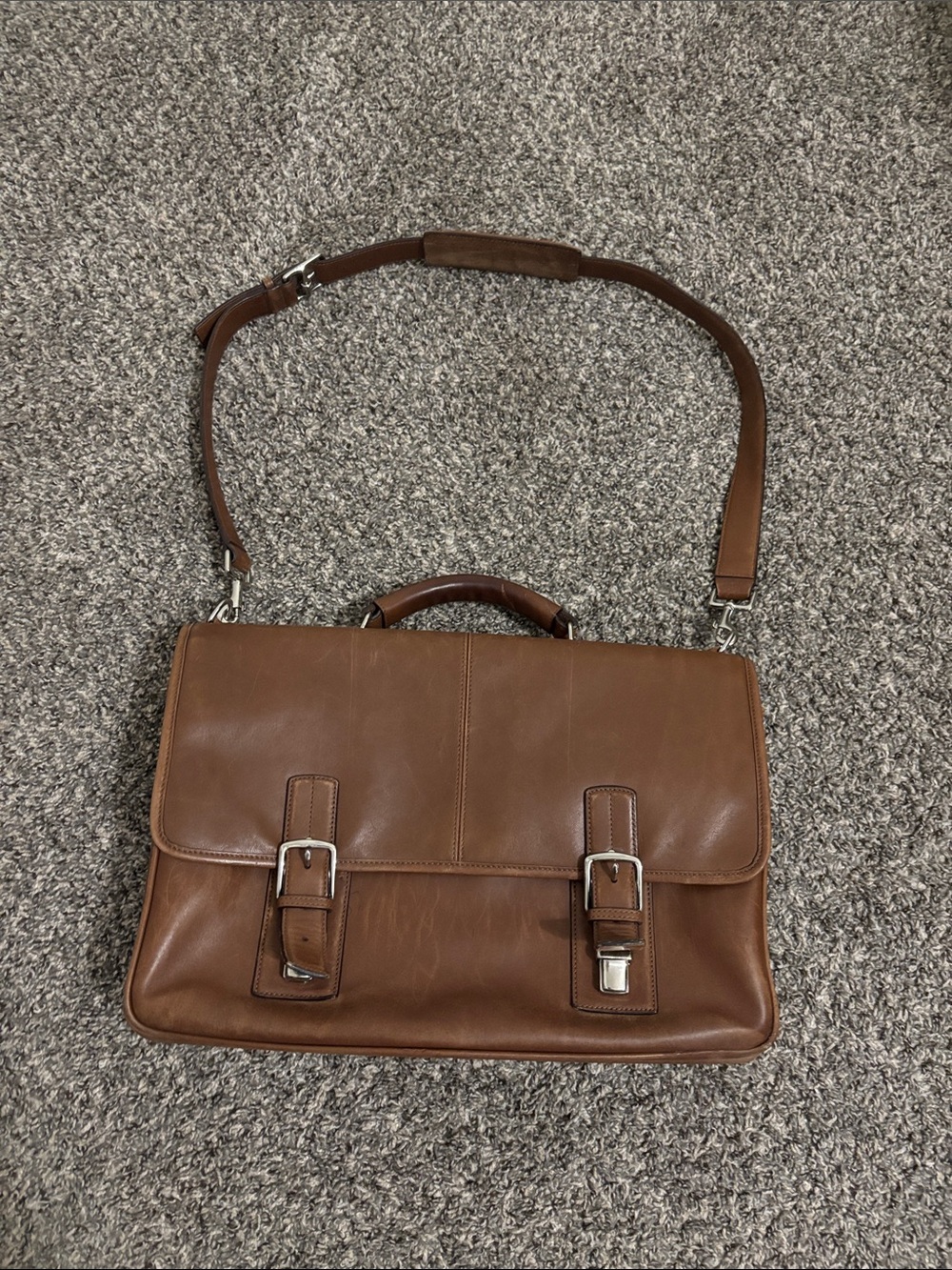Coach brown leather briefcase work shoulder bag 6455 thick school academia Y2K